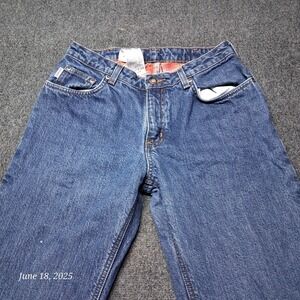 Carhartt WB172 VI0 Flannel Lined Jeans Women Size 6 x 32 Inseam Blue Straight